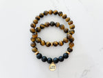 brave bracelet two piece set with a solid tiger's eye bracelet to match and create a meaningful fashion accessory
