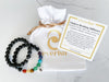 7 chakra bracelet with white velvet pouch and bracelet card