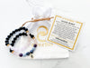anti anxiety bracelet stack with everlur's white velvet pouch and bracelet card